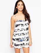 Neon Rose Cami Dress In Leopard Zebra Print - White Multi