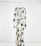 Asos Design Tall Twist Front Wide Leg Jumpsuit In Cream Floral Print-multi