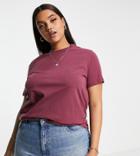 Asos Design Curve Ultimate T-shirt With Crew Neck In Organic Cotton Blend In Wine-red