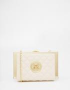 Love Moschino Quilted Frame Clutch In Ivory - 110 Ivory