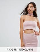 Asos Petite Top With Choker Ruffle Neck - Pink