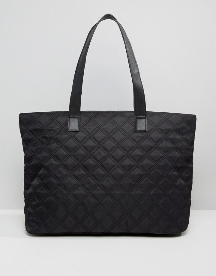 New Look Quilted Nylon Tote Bag - Black