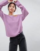 Noisy May Off The Shoulder Sweater - Purple