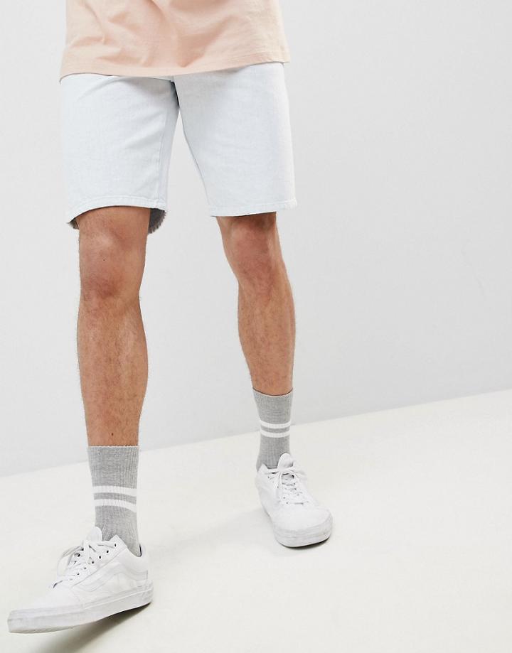 Asos Design Recycled Denim Shorts In Slim White - White