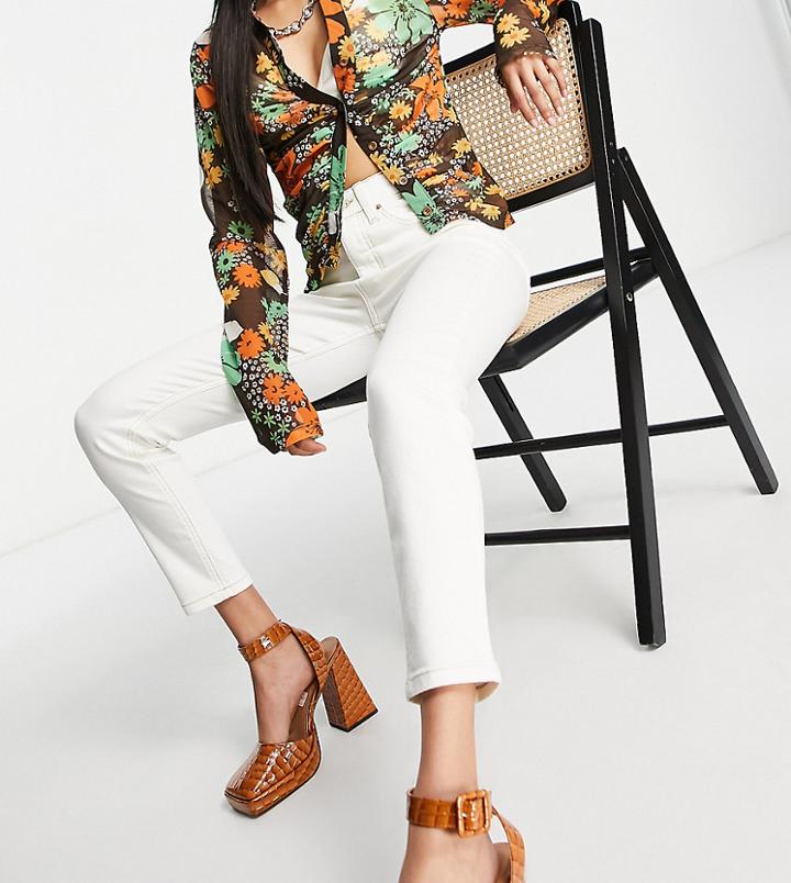 Topshop Petite Jamie Jean In Off White