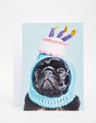 Jolly Awesome Pug Birthday Hat Card - Multi