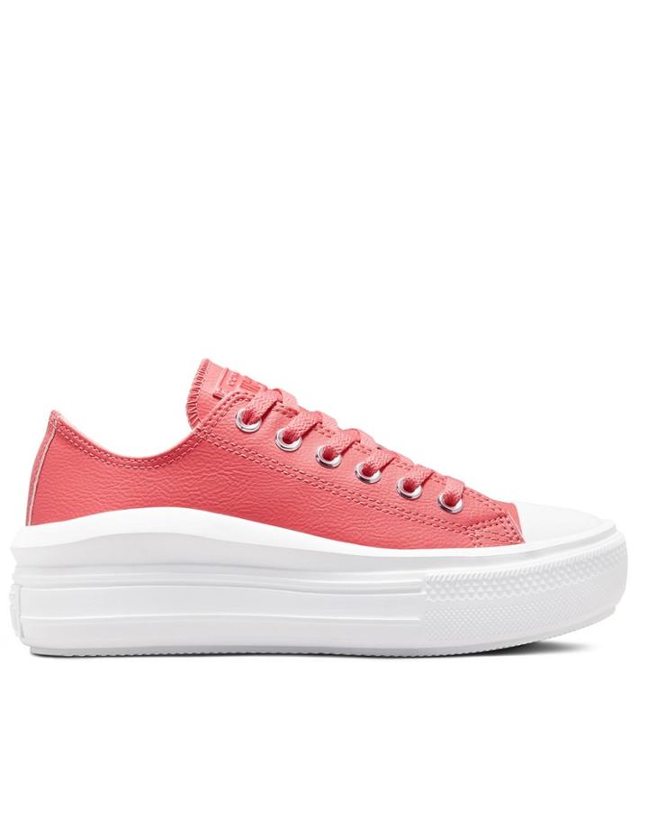 Converse Chuck Taylor All Star Ox Move Hybrid Shine Leather Platform Sneakers In Pink Salt-orange
