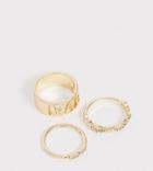 Reclaimed Vintage Inspired Multi Ring Pack With Baby Slogan And Crystal Detail-gold