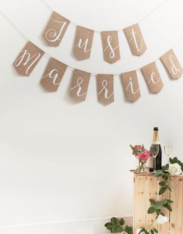 Ginger Ray Just Married Hessian Wedding Bunting - Multi