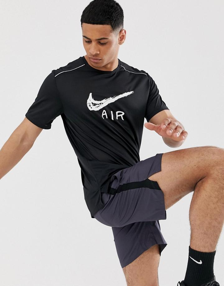 Nike Running Miler Logo T-shirt In Black