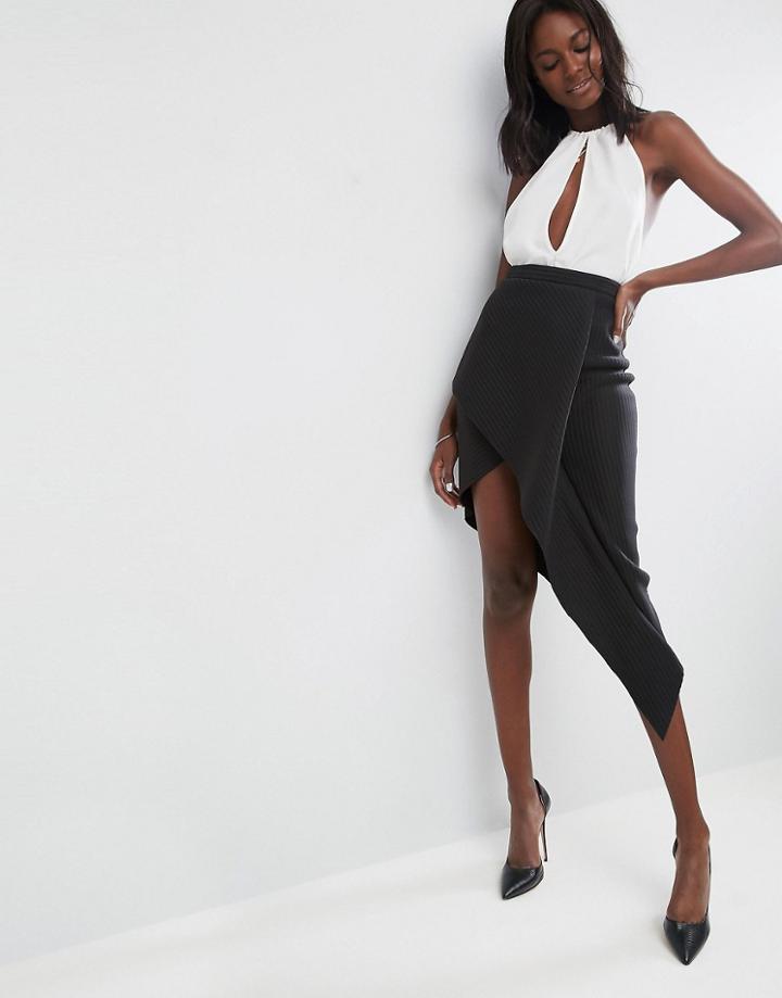Asos Origami Rib Pencil Skirt - Black