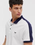 Threadbare Polo Shirt With Cut And Saw Panels-white
