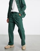 Bershka Denim Loose Fit Jeans In Khaki - Part Of A Set-green