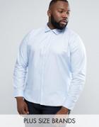 Lambretta Plus Smart Herringbone Stripe Slim Fit Shirt - Blue
