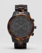 Asos Bracelet Watch With Contrast Tort Bezel - Black