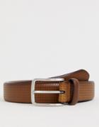 Original Penguin Smart Embossed Leather Belt In Brown - Brown