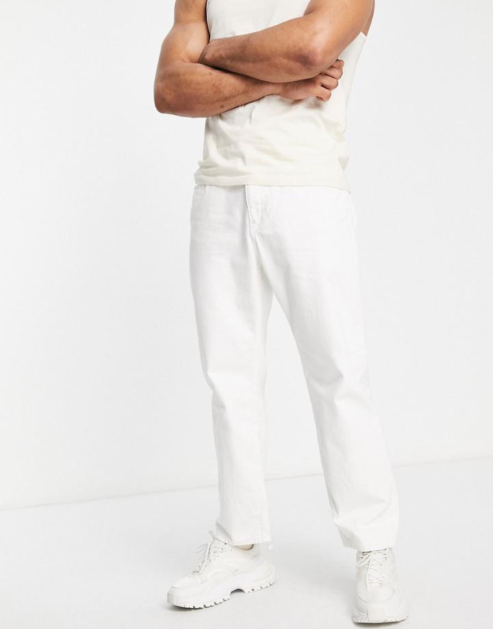 Bershka Oversized Baggy Jeans In White-neutral