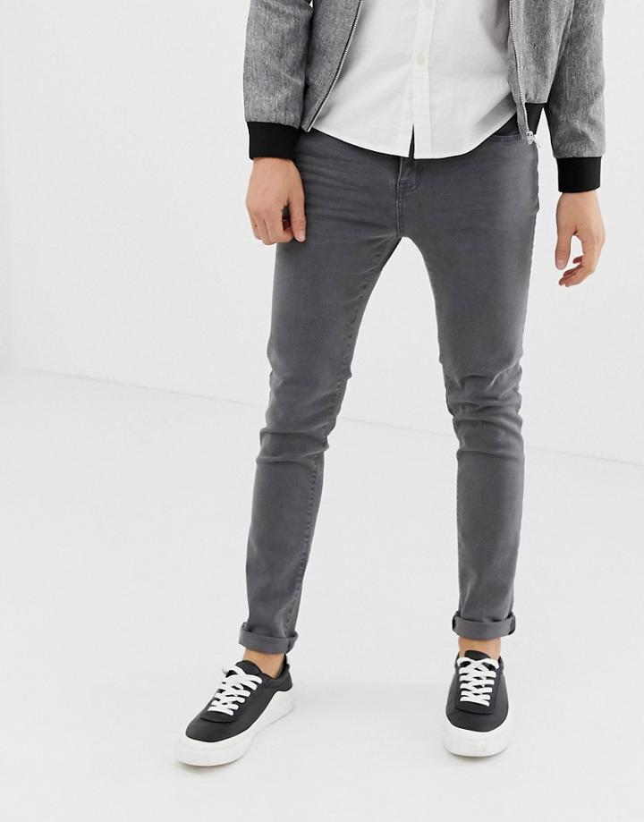 Ldn Dnm Skinny Jeans In Dark Washed Gray - Gray