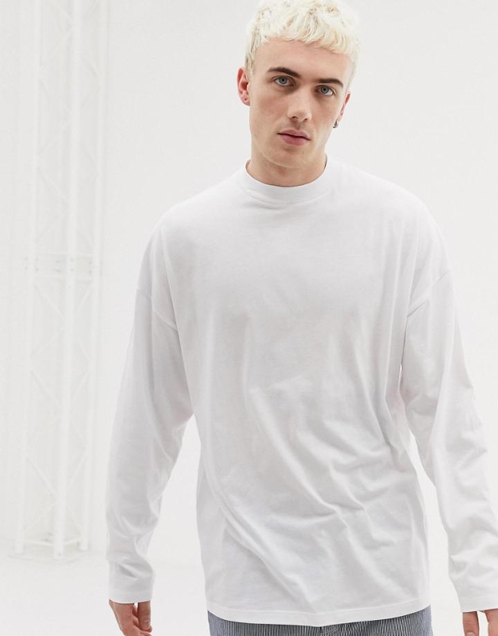 Asos Design Oversized Long Sleeve Jersey Turtleneck In White