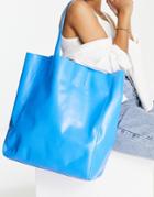 Topshop Oversized Tote In Blue-pink