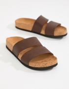Monki Double Strap Sandals In Brown - Brown