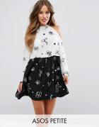 Asos Petite Mix And Match Floral Print Cold Shoulder Dress - Multi