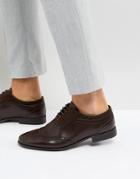Asos Brogue Shoes In Brown Faux Leather With Faux Suede Panel - Brown