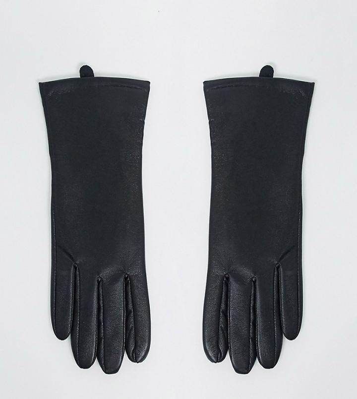 My Accessories London Exclusive Gloves Leather Look With Touch Screen In Black