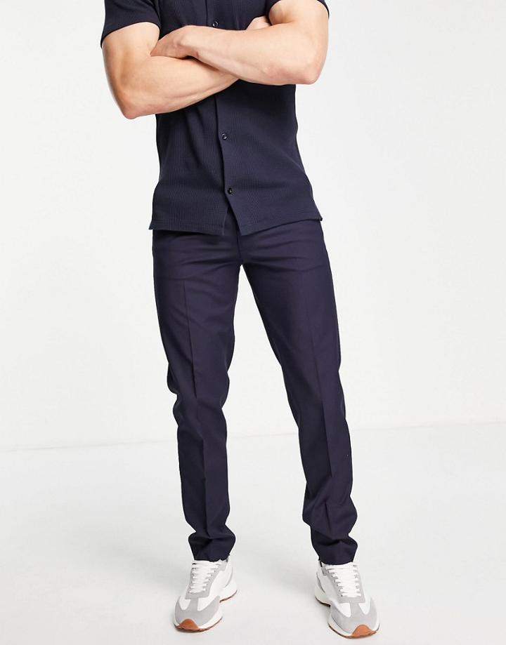 Asos Design Slim Dressy Pants In Navy