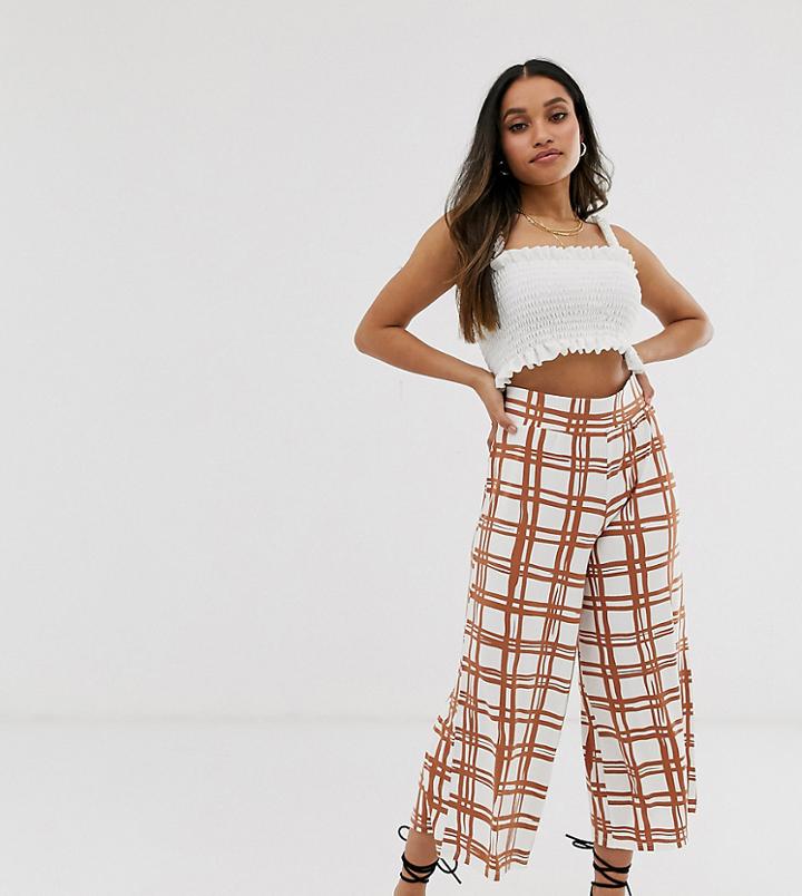 Asos Design Petite Grid Check Culotte-multi