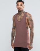 Asos Muscle Tank With Extreme Racer Back In Brown - Brown