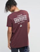 Asos Longline T-shirt With Vancouver Back Print In Black - Chestnut