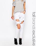 Liquor And Poker Tall Skinny Jeans With Extreme Distressing Ripped Knees - White
