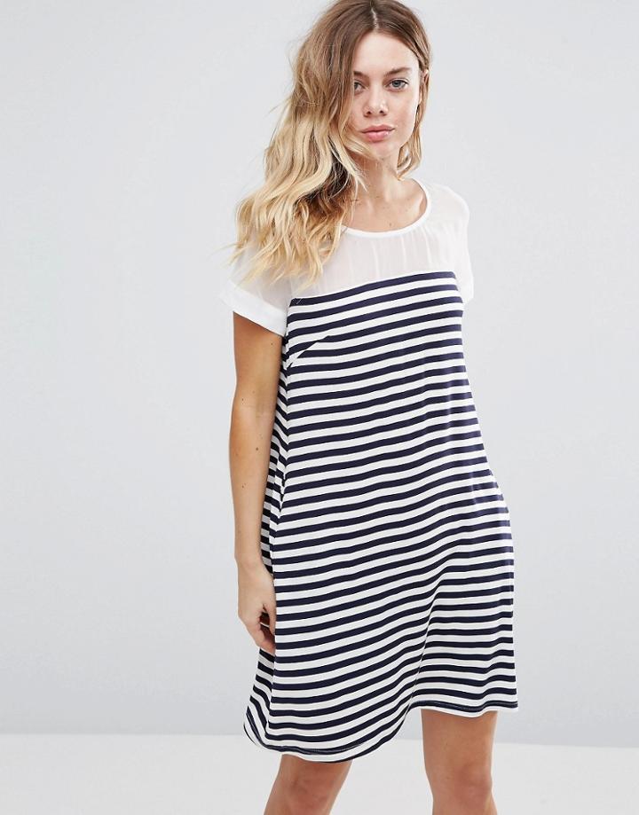 Traffic People Striped Midi Dress - Blue