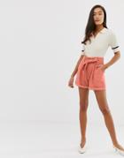 Miss Selfridge Shorts With Paperbag Waist In Pink - Pink