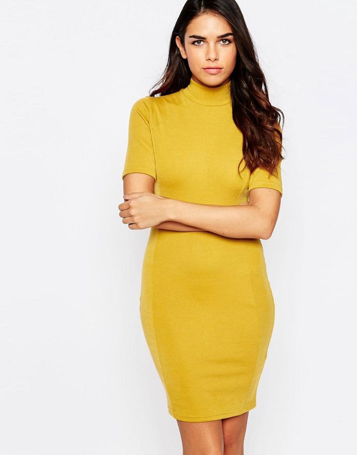 Ax Paris High Neck Bodycon Dress - Red