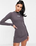 The Couture Club Ribbed Dress With High Neck In Pink