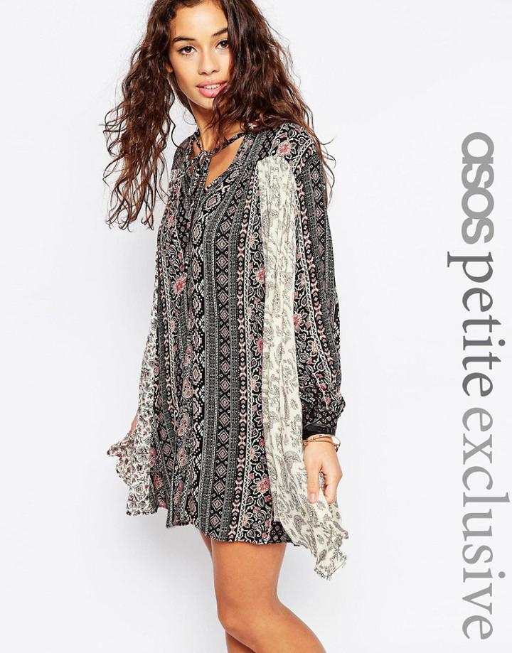 Asos Petite Swing Dress In Paisley Print - Print