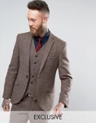 Heart & Dagger Harris Tweed Skinny Suit Jacket - Brown