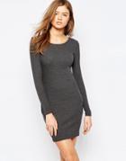 Pieces Delfine Open Neck Dress In Dark Gray - Drk Gry Marl