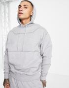 Asos Design Oversized Hoodie With Stitch Detail In Gray Heather - Gray - Part Of A Set-grey