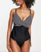 Figleaves Fuller Bust Tankini Top In Black Stripe