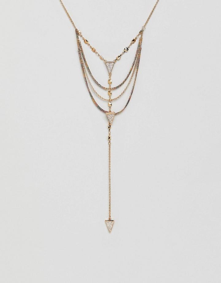 Steve Madden Festival Gold Multirow Pendant Necklace - Gold