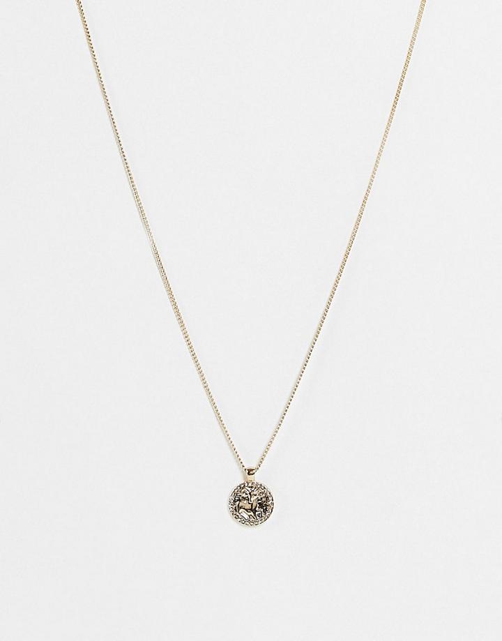 Topshop Aries Crystal Pendant Necklace In Gold