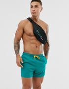 Asos Design Swim Shorts In Teal Green Short Length