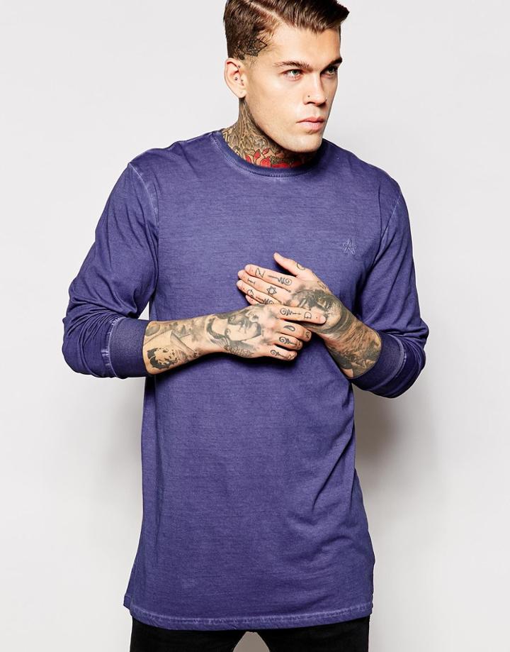 Antioch Long Sleeve T-shirt In Oil Wash - Blue