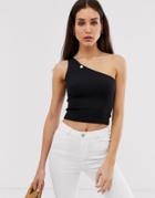 Stradivarius Asymmetric Sleeveless Top In Black - Black