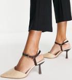Asos Design Wide Fit Sail Mesh Heeled Shoes In Natural Fabrication-neutral