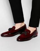 Asos Tassel Loafers In Burgundy Suede And Leather Mix - Burgundy