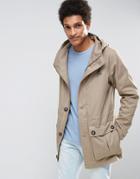 Selected Homme Parka With Drawstring Waistband - Beige